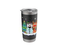 Christmas Tree Snowman Reindeer Book Stack Tee Librarian Stainless Steel Insulated Tumbler