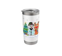 Christmas Tree Snowman Reindeer Book Stack Tee Librarian Stainless Steel Insulated Tumbler