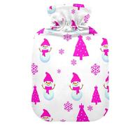 Christmas Tree Snowman White Hot Water Bottle with Cover for Pain Relief Hot Pack for Neck, 2L