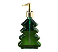 Christmas Tree Soap Dispenser, Decorative Glass Lotion Bottle | Thickened glass design with gold pump, ideal for festive home decor and easy liquid usage Green