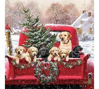 Christmas Tree Stamped Cross Stitch Kits - Dog Counted Cross Stitch Kits for Beginners Adults Needlepoint Cross-Stitch Patterns Dimensions Needlecrafts Embroidery Kits Arts and Crafts
