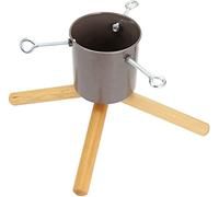 Christmas Tree Stand Log Wooden Style - Four Legged Tidy Decor Xmas Tree Holder - Max Tree Size 2.2m and 1L Water Tank - Compact Design Tidy Tree Decoration (Grey)