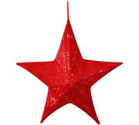 Christmas Tree Star 35Cm Foldable Fabric Ornament With Classic Five-Pointed Shape And Dimensional 3D Design For Festive Seasonal Holiday Home Décor Displays(Red 35cm)