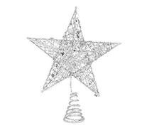 Christmas Tree Star Topper Glittered Xmas Tree Ornament Christmas Indoor Party Home Decoration Treetop Lights Silver