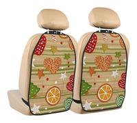Christmas Tree Stars Car Seat Kick Mats, Heart Cookies 2 Pack Back Seat Protectors with Storage Pockets Water Resistant Mud And Scratches with Adjustable Buckle
