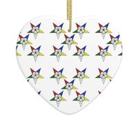 Christmas Tree Stars Eastern Stars Print Heart Shaped Ceramic Ornaments,Holiday Creative Home Decoration