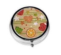 Christmas Tree Stars Small Pill Box 3 Compartment Portable Pill Box for Purse Pocket Heart Cookies Mini Medicine Organiser for Daily Vitamin Fish Oil Storage
