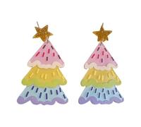 Christmas Tree Statement Earrings Modern Ear Jewelry Woman Studs Earring Acrylic Texture Perfect for Various Occasion Colorful Acrylic Ear Studs