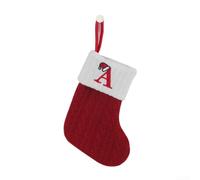 Christmas Tree Stocking With Knitted Snowflake And Alphabet Designs, Designed for Holiday Decoration And Candy Holder Use, Equipped With Hanging Loop(A)