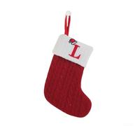 Christmas Tree Stocking With Knitted Snowflake And Alphabet Designs, Designed for Holiday Decoration And Candy Holder Use, Equipped With Hanging Loop(L)