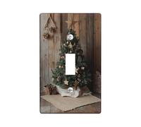 Christmas Tree Switch Cover Plate Green Pine for Holiday Winter Festive Wall Decor Home Living Room Standard Size Single Rocker