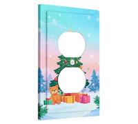 Christmas Tree Switch Plate Festive Green Colors for Holiday Decoration Winter Wonderland Wall Decorations for Home Bathroom