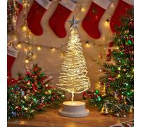 Christmas Tree Table Lamp, LED Christmas Spiral Night Light with Glittering Star, Battery Operated Table Decoration Light for Indoor Outdoor Restaurant Commercial Event Xmas Night (White)