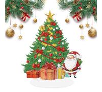 Christmas Tree Table Top Diamond Painting Kits with LED Lights 5D DIY Christmas Diamond Painting Art Night Light for Adults Kids Diamond Art Xmas Decorations Ornaments Desktop Home Decor Craft Gifts