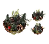 Christmas Tree Tealight Candle Holder | Pinecone & Toadstool Centrepiece - 12cm