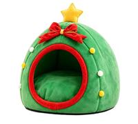 Christmas Tree Themed Dog Bed House Semi-enclosed Warm Cute and Warm | Indoor cat caves for rest and sleep, in the bedroom, pet shop, balcony, living room