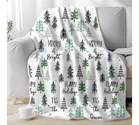 Christmas Tree Throw Blanket Microfiber Xmas Tree Blankets Watercolor Green Forest Throw Blanket for Winter Home Chair Soft Cozy Fluffy Christmas Supplies for Living Room Sofa Bed, 50X60inch
