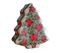 Christmas Tree Tin Candy Box for Safe Storage of Treats and Sweets Decorative Container Suitable for Holiday Decor and Celebrations (C)