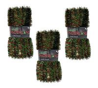 Christmas Tree Tinsel 3 packs of 50ft x 3cm GREAT VALUE - Red and Green