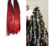 Christmas Tree Tinsel Decor, Christmas Tree Icicles Tinsel Ornaments, Shiny Brite Xmas Wedding Hanging Decoration (red,10000pcs)
