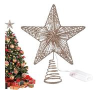 Christmas Tree Top Illuminated, LED Decorations for Ornaments, Battery Powered | 5-Point Star Tree Tip, for Festivals, Weddings, Parties, New Year's Eve, Holidays, Bars, Indoor Home
