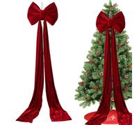 Christmas Tree Top Knot - Reusable Ornament Decorations | Large Bow for Christmas Tree | for Garland Outdoor Indoor Home Door Stairs Canvas Fall Party