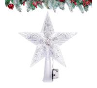 Christmas Tree Top Star 3D Glitter Hollow Star Tree Topper Christmas LED Lightup Tree Topper Glowing Star Tree Topper for Holiday Xmas Seasonal Party Home Decoration (Star-1)
