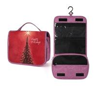 Christmas Tree Top Star Glowing Travel Toiletry Bag for Women,Hanging Makeup Organizer with Hook for Shampoo