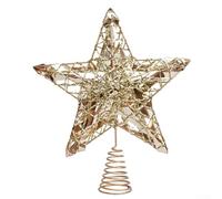 Christmas Tree Top Star Iron Ornament with Spiral Base for Secure Placement on Holiday Trees (gold)