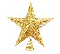 Christmas Tree Topper,15cm Gold Glittered Hollow Christmas Tree Topper Star,Wire Gold Star Chirstmas Tree Toppers,for Xmas Tree Decoration