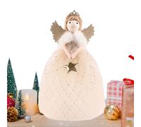Christmas Tree Topper - 15x15x26cm Angel Ornament, Fabric Doll Decoration, Soft Girl Figurine with Star Wings | Elegant Holiday Decor for Tree, Fireplace, Table, Shelf, Bedroom and Living Room