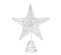 Christmas Tree Topper 25 cm Gold Star for Christmas Tree Ornament Glitter Metal Wire Stars for Xmas TreeTop Decoration (25cm Silver)
