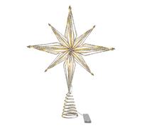 Christmas Tree Topper, 3 D Star Lighted Tree Topper, Christmas Trees Toppe-r Illuminated, Christma-s Trees Star, Gold Glittered Hollow Christma-s Tre-e Toppe-r Stars For Christm-as Tre-e Ornament