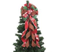 Christmas Tree Topper,30x13 Inches Large Toppers Bow with Streamer Wired Edge for Christmas Decoration (X5-Red Green Tree, One Size)
