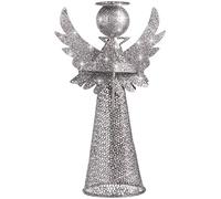 Christmas Tree Topper 3D Angel Christmas Treetop Silver Glitter Metal Christmas Tree Decor Xmas Desktop Ornament
