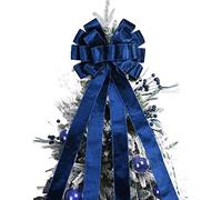 Christmas Tree Topper,48x13 Inches Velvet Toppers Bow,Large Decorative Bows for Christmas Decoration (Blue)