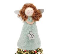 Christmas Tree Topper Angel, 5.51in Xmas Tree Toppers Fairy Angel Decorations with Wings, Cute Christmas Tree Angel Treetop for Indoor Home Office Party Decor (Blue)