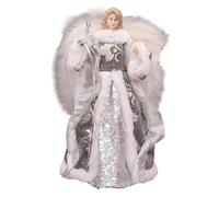 Christmas Tree Topper Angel with White Wings - 31 x 18 cm - Angel for Christmas Tree, Tree Decoration, Christmas Decoration and Home Decoration