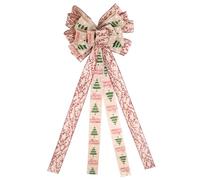Christmas Tree Topper Bow 11.8x34.7'' Soft Long Tail Christmas Tree Bows Easy to Hang Topper with Woven and Berries for Door Wall Decor