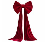 Christmas Tree Topper Bow, 20x15in Extra Large Red Velvet Bows with 9.8ft Long Trailing for Home Christmas Tree Toppers for Wreath Wall Room Party Holiday