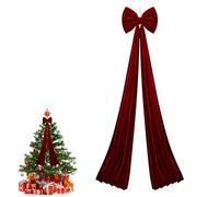 Christmas Tree Topper Bow, 40 * 200cm Christmas Extra Large Velvet Bows, Large Long Satin Christmas Tree Wine Red Bow Decorations for Xmas Tree Holiday Home Indoor Decoration (A)
