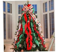 Christmas Tree Topper Bow, 49.6inch Nutcracker Printed Ribbon Bow Christmas Tree Topper, Farmhouse Christmas Decor for Fireplace Door Window Christmas Tree Decorations