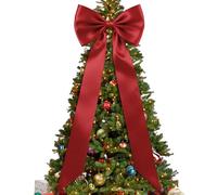 Christmas Tree Topper Bow - 74.8 x 18.5 Inch Extra Large Christmas Tree Bow | Giant Satin Bows Decoration with Long Ribbon | Large Long Satin Bows for Wall Front Door Decor (Red)