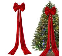 Christmas Tree Topper Bow,Pre Tied Large Reusable Ornament | Giant Christmas Tree Bow | for Outdoor Indoor Fence Front Staircase Backdrop Home Holiday Fall Valentine