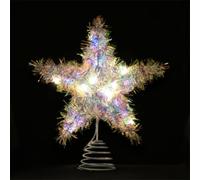 Christmas Tree Topper, Christmas Tree Star, Wire Glitter Trees Toppers, Seasonal Decoration With Led Light, Glitter Star Topper For Christma-s Trees New Year Decoration