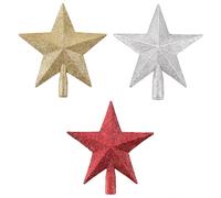 Christmas Tree Topper Decoration 3 PCS Pentagram Decorative Holiday 4 inch Sparkle Star Themed Ornament Glitter Stars Seasonal Decor Sparkle Holder Thanksgiving Home Decorate Festive Atmosphere