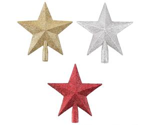 Christmas Tree Topper Decoration 3 PCS Pentagram Decorative Holiday 4 inch Sparkle Star Themed Ornament Glitter Stars Seasonal Decor Sparkle Holder Thanksgiving Home Decorate Festive Atmosphere