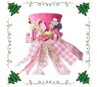 Christmas Tree Topper - Foldable Tree Top Hat with Spring Bow, Retractable TreeTopper Ornament for Decoration, Elegant Star-Free TreeCrown, Easy to Install Holiday TreeAccessory