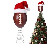 Christmas Tree Topper - Football Football Design for Festive Spirit, Style with Easy Setup, Holiday Ornament for Home Door Nursery Living Room Party, Fabric Black White, Gift Boxed