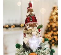 Christmas Tree Topper - Gnome Tree Topper with a Star, Hand-Made Countryside Christmas Decorations for Tree, Unique Christmas Decoration, Tree Toppers Christmas Decorations